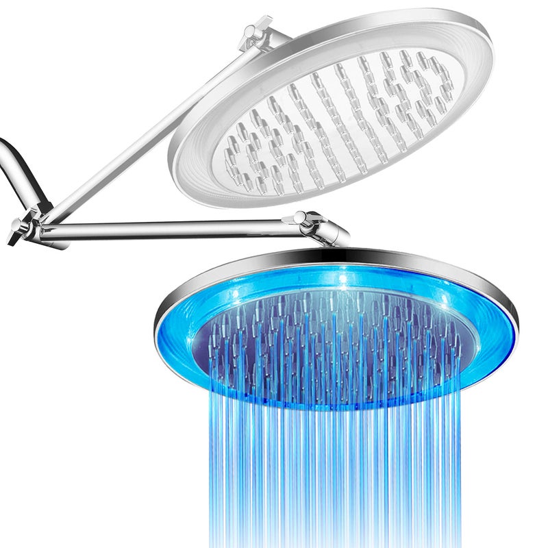 Hotel Spa HotelSpa Giant 10" Rainfall Color-Changing LED Shower Head and FREE 11 Inch Solid Brass Height/Angle Adjustable Extension Arm - Image 1